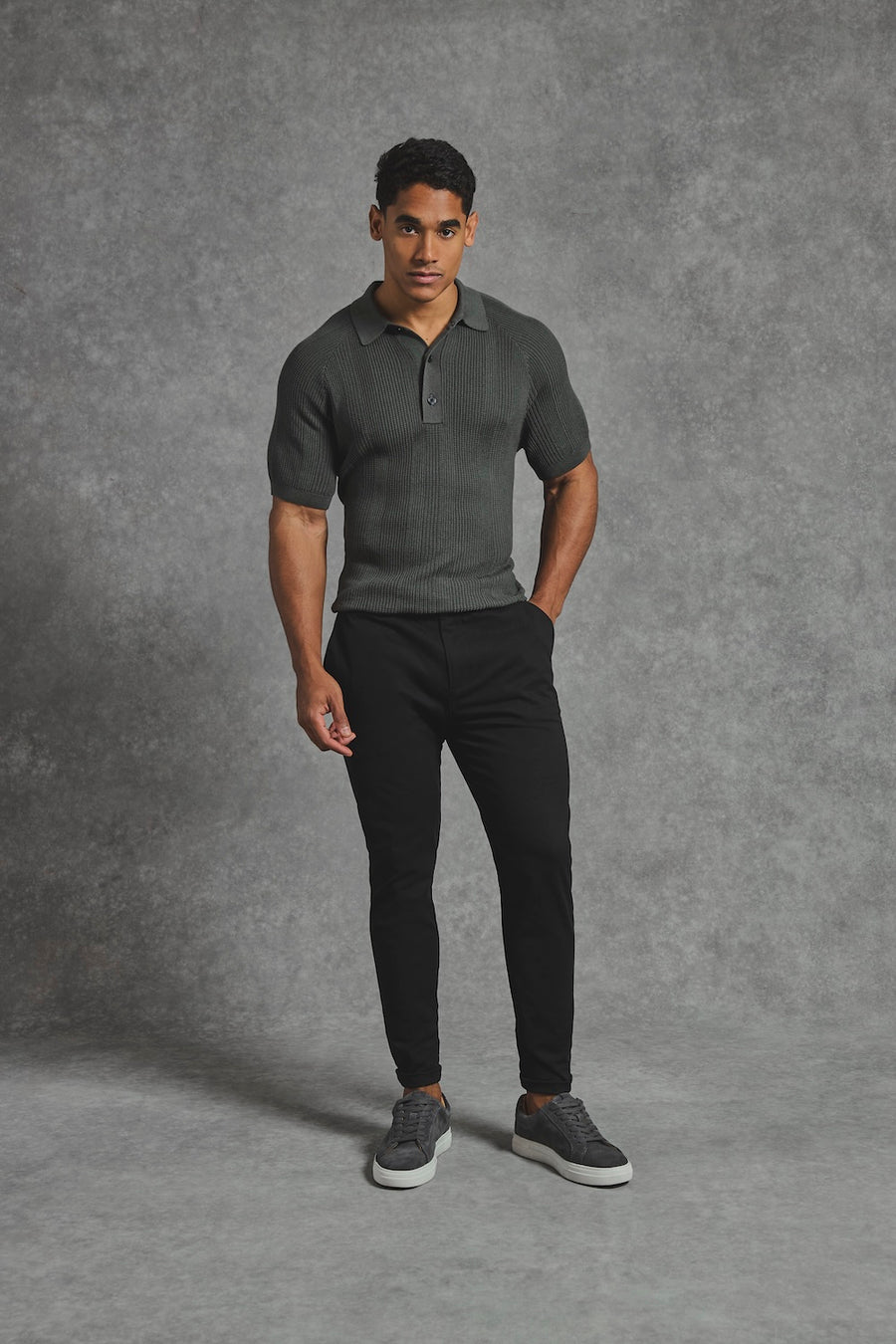 Athletic Fit Cotton Stretch Chino Pants in Black - TAILORED ATHLETE - USA