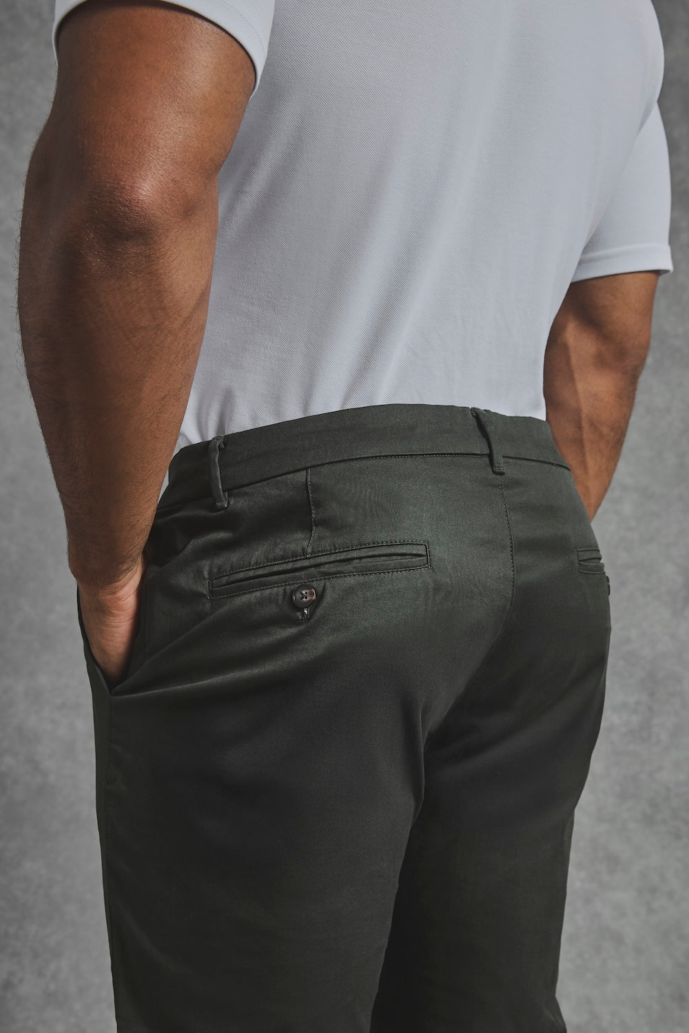 Athletic Fit Cotton Stretch Chino Pants in Dark Khaki - TAILORED ATHLETE - USA