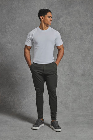 Athletic Fit Cotton Stretch Chino Pants in Dark Khaki - TAILORED ATHLETE - USA