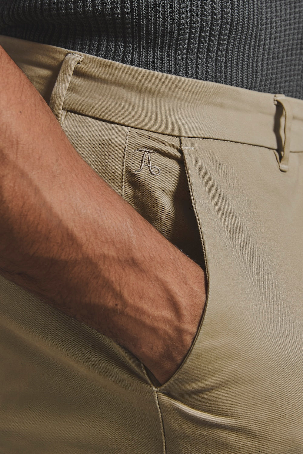 Athletic Fit Cotton Stretch Chino Pants in Dark Stone - TAILORED ATHLETE - USA