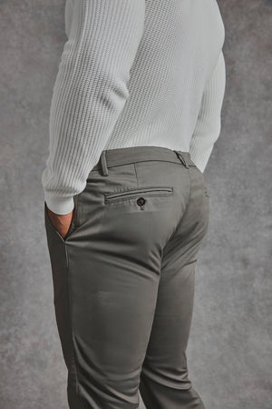 Athletic Fit Cotton Stretch Chino Pants in Khaki - TAILORED ATHLETE - USA