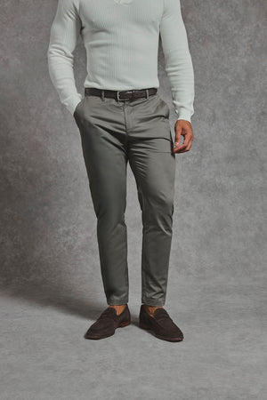 Athletic Fit Cotton Stretch Chino Pants in Khaki - TAILORED ATHLETE - USA