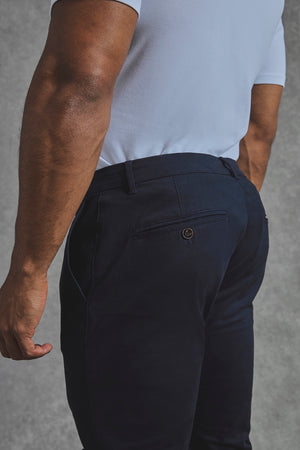Athletic Fit Cotton Stretch Chino Pants in Navy - TAILORED ATHLETE - USA