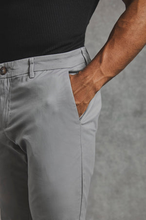 Athletic Fit Cotton Stretch Chino Pants in Pale Grey - TAILORED ATHLETE - USA