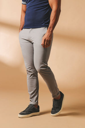 Athletic Fit Cotton Stretch Chino Pants in Pale Grey - TAILORED ATHLETE - USA