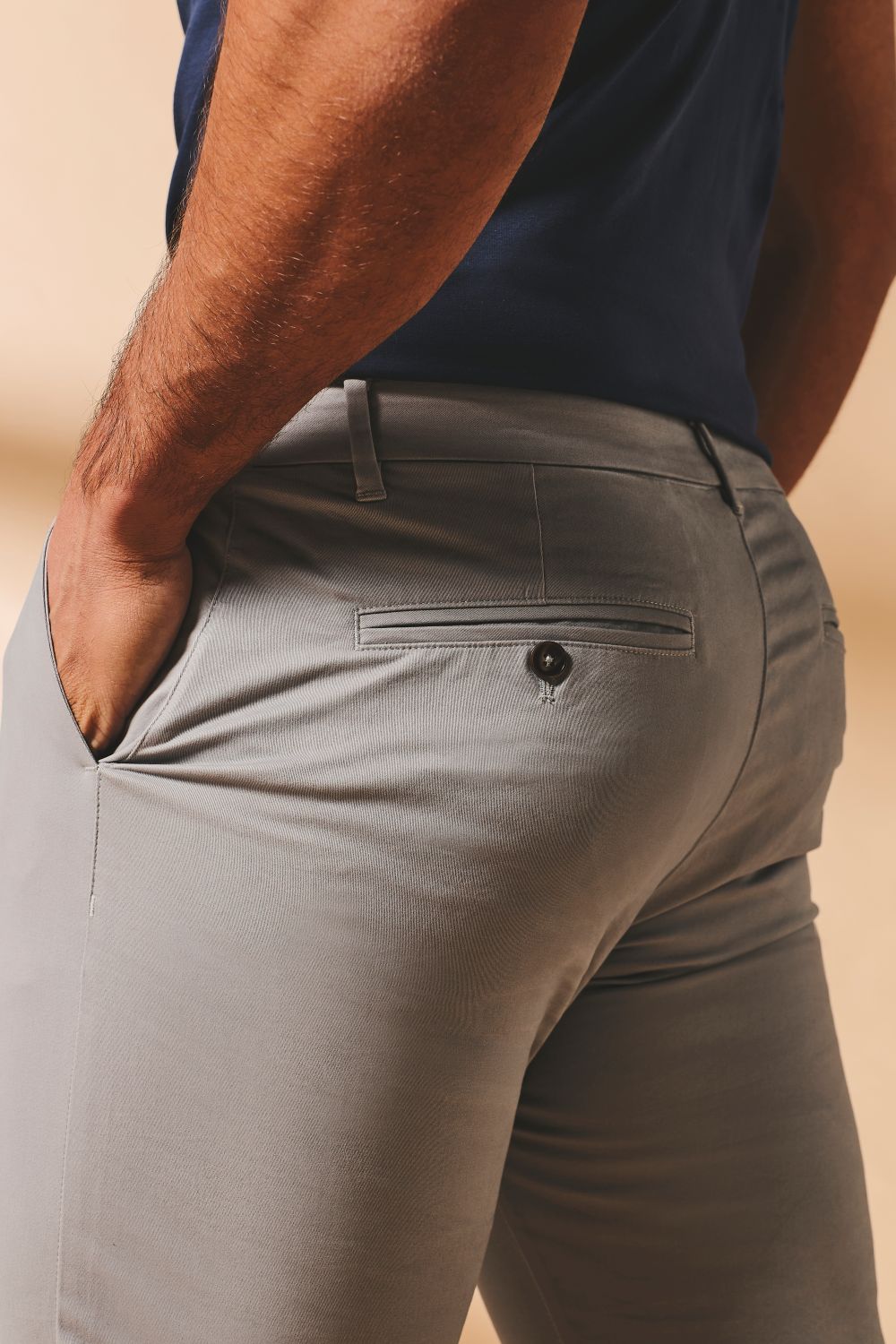 Athletic Fit Cotton Stretch Chino Pants in Pale Grey - TAILORED ATHLETE - USA