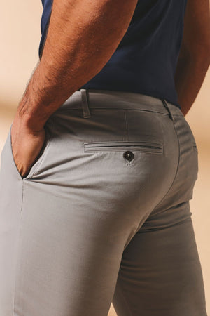 Athletic Fit Cotton Stretch Chino Pants in Pale Grey - TAILORED ATHLETE - USA