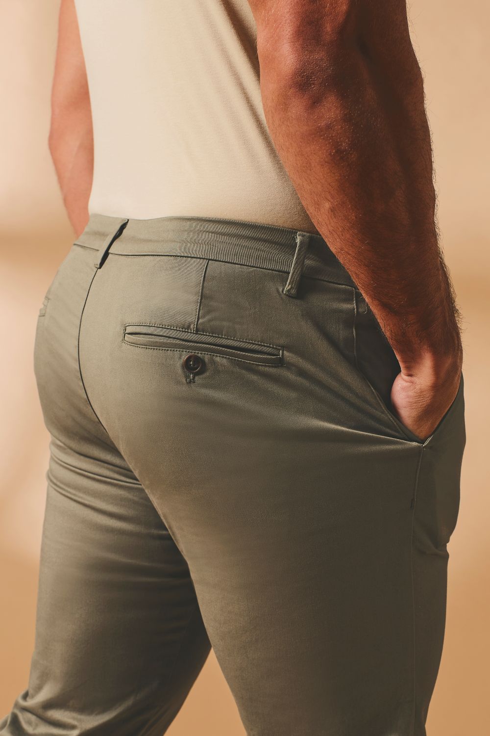 Athletic Fit Cotton Stretch Chino Pants in Soft Khaki - TAILORED ATHLETE - USA