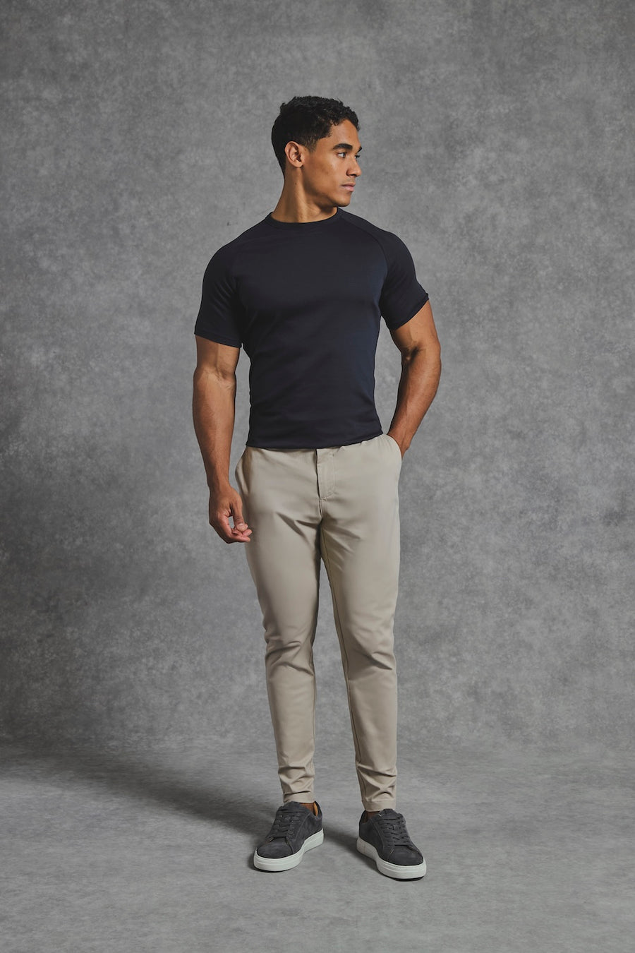 Athletic Fit Cotton Stretch Chino Pants in Stone - TAILORED ATHLETE - USA