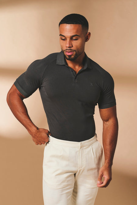 Athletic Fit Polo Shirt in Charcoal - TAILORED ATHLETE - USA