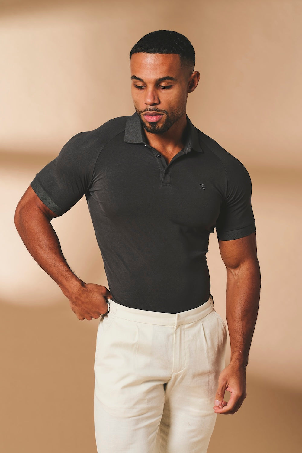 Athletic Fit Polo Shirt in Charcoal - TAILORED ATHLETE - USA