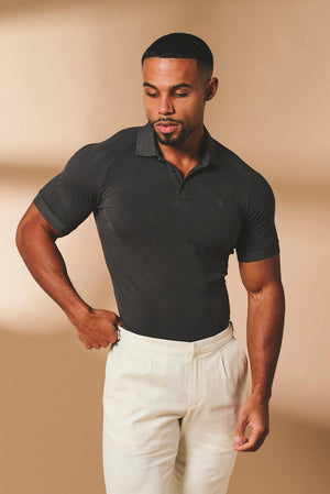 Athletic Fit Polo Shirt in Charcoal - TAILORED ATHLETE - USA