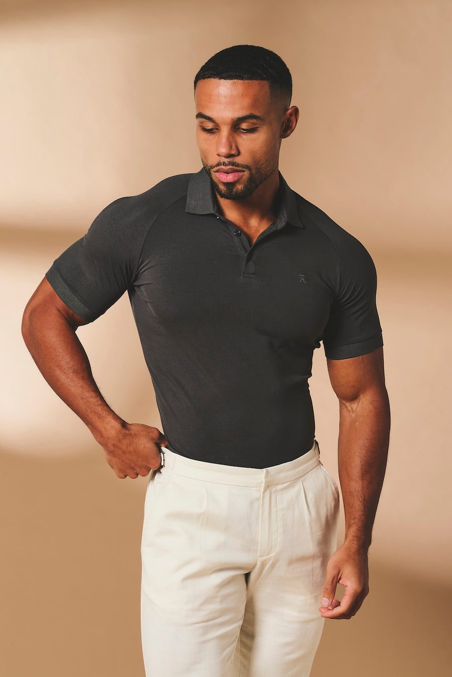 Athletic Fit Polo Shirt in Charcoal - TAILORED ATHLETE - USA