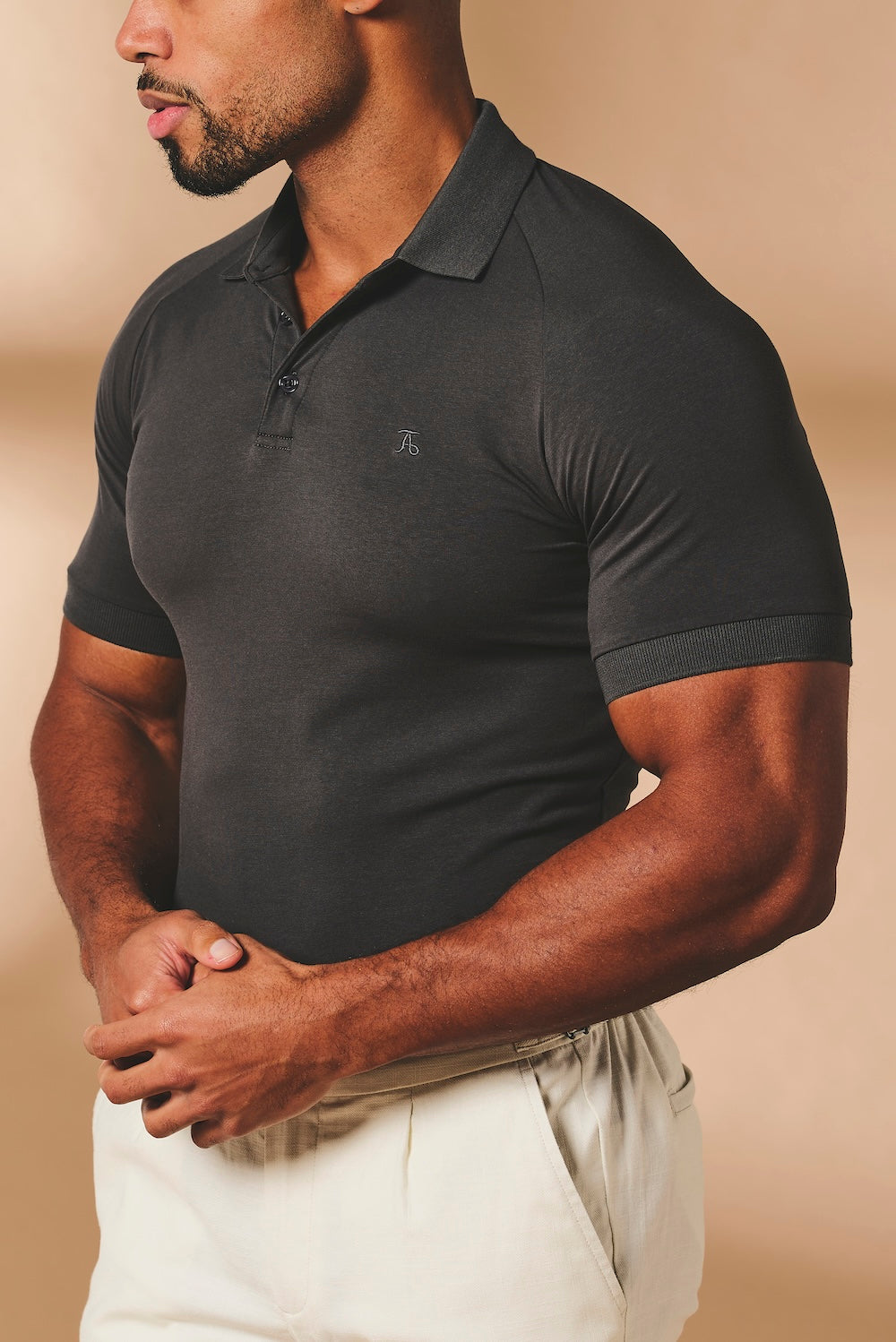 Athletic Fit Polo Shirt in Charcoal - TAILORED ATHLETE - USA