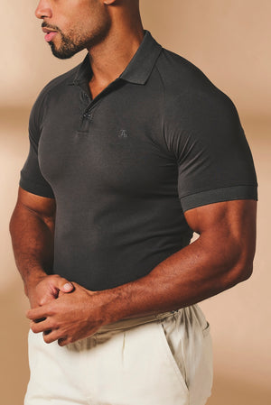 Athletic Fit Polo Shirt in Charcoal - TAILORED ATHLETE - USA