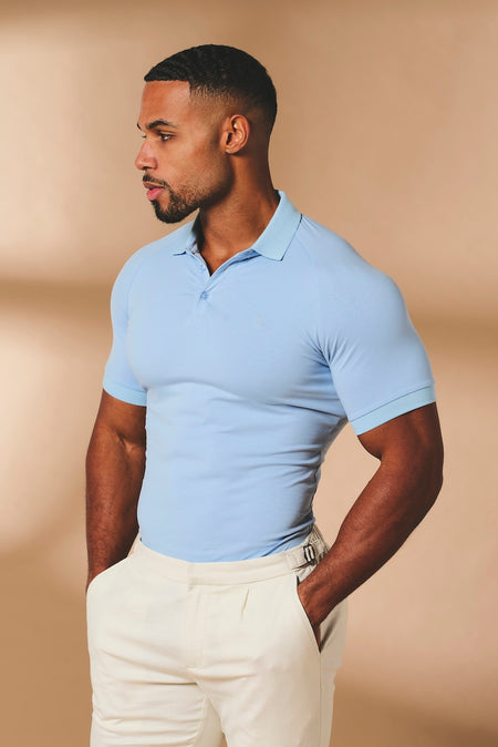 Athletic Fit Polo Shirt in Pale Blue - TAILORED ATHLETE - USA