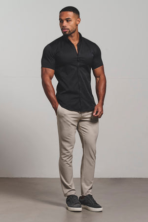 Athletic Fit Short Sleeve Signature Shirt in Black - TAILORED ATHLETE - USA