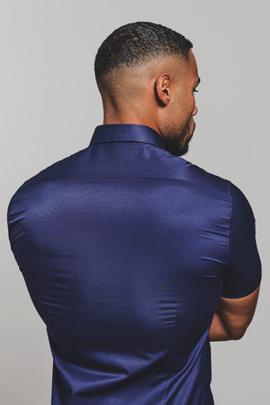 Athletic Fit Short Sleeve Signature Shirt in French Navy - TAILORED ATHLETE - USA