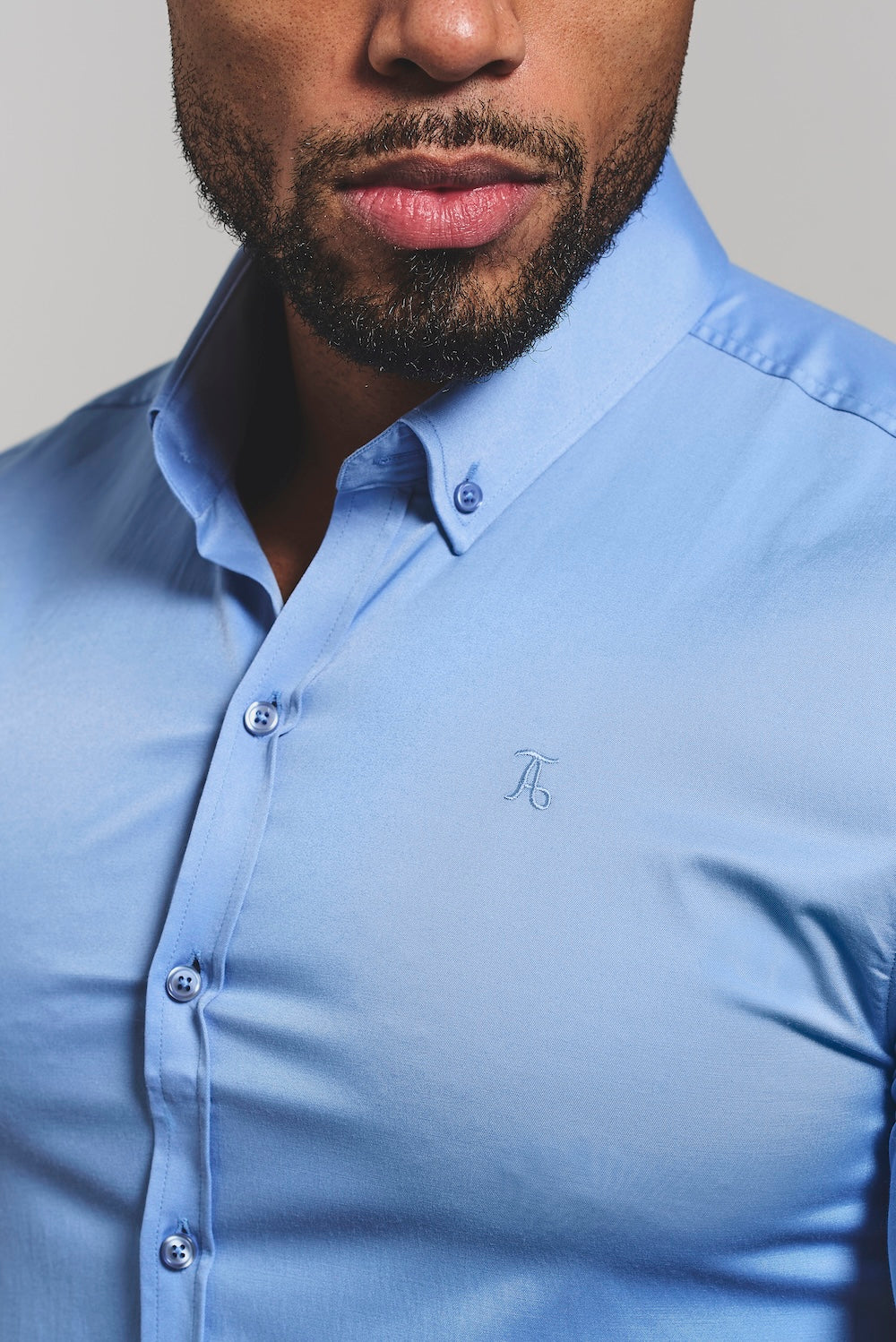 Athletic Fit Short Sleeve Signature Shirt in Mid Blue - TAILORED ATHLETE - USA