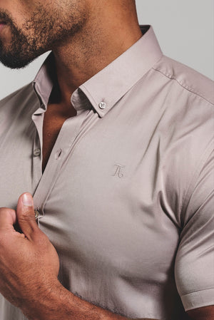 Athletic Fit Short Sleeve Signature Shirt in Truffle - TAILORED ATHLETE - USA