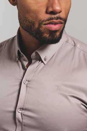 Athletic Fit Short Sleeve Signature Shirt in Truffle - TAILORED ATHLETE - USA