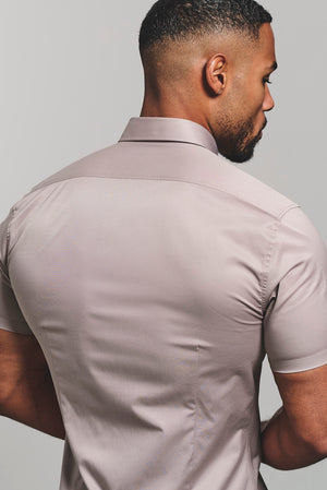 Athletic Fit Short Sleeve Signature Shirt in Truffle - TAILORED ATHLETE - USA