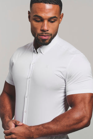 Athletic Fit Short Sleeve Signature Shirt in White - TAILORED ATHLETE - USA