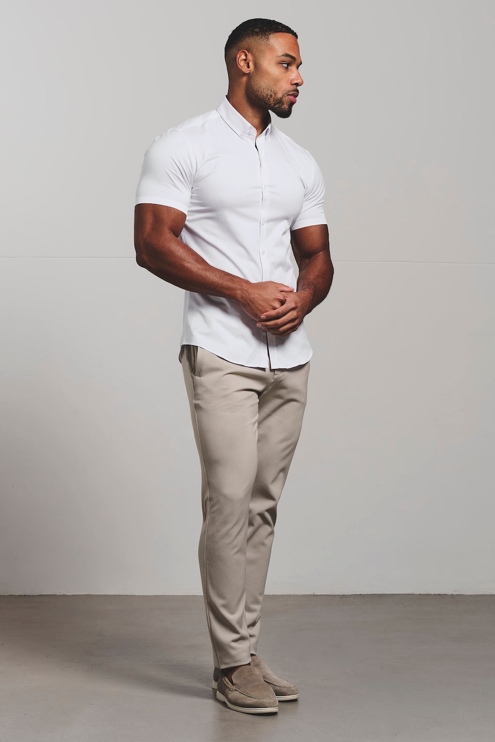 Athletic Fit Short Sleeve Signature Shirt in White - TAILORED ATHLETE - USA