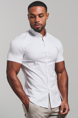 Athletic Fit Short Sleeve Signature Shirt in White - TAILORED ATHLETE - USA