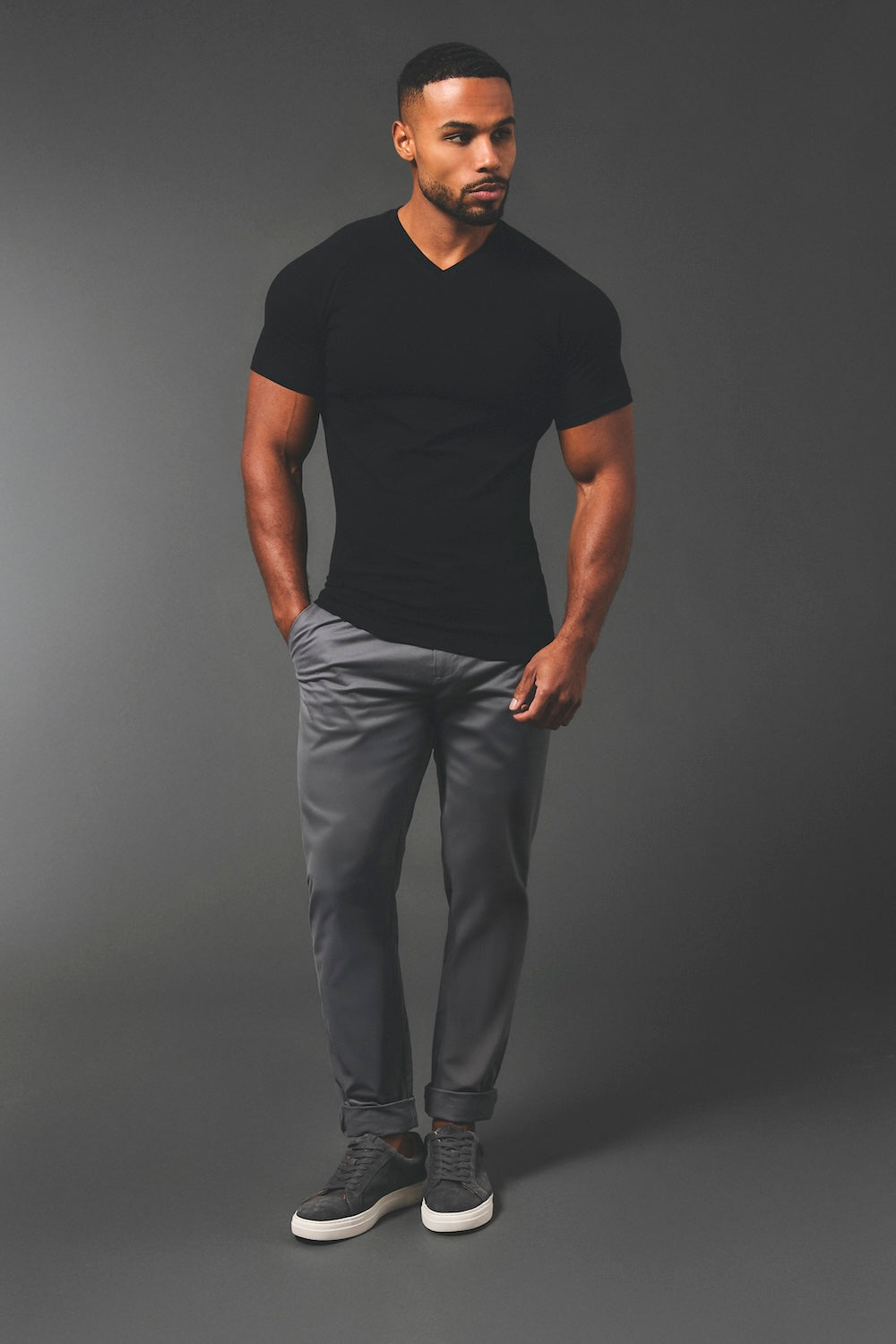 Athletic Fit V-Neck in Black - TAILORED ATHLETE - USA