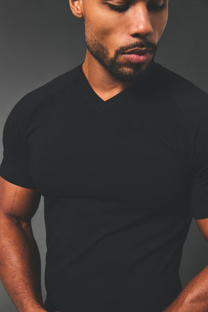 Athletic Fit V-Neck in Black - TAILORED ATHLETE - USA