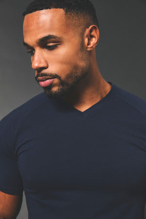 Athletic Fit V-Neck in Navy - TAILORED ATHLETE - USA
