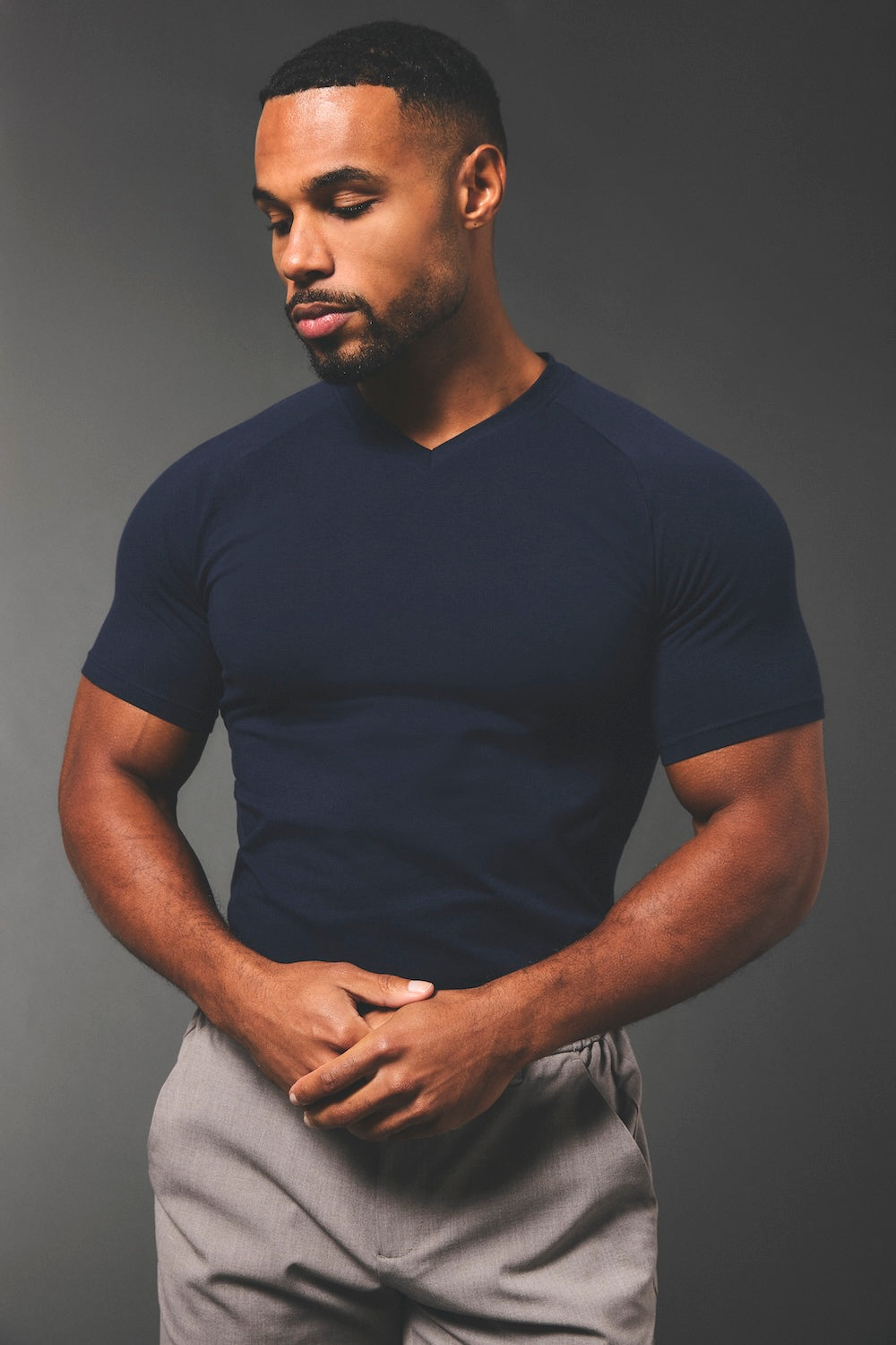 Athletic Fit V-Neck in Navy - TAILORED ATHLETE - USA