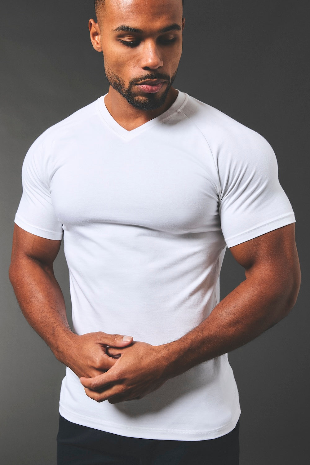 Athletic Fit V-Neck in White - TAILORED ATHLETE - USA