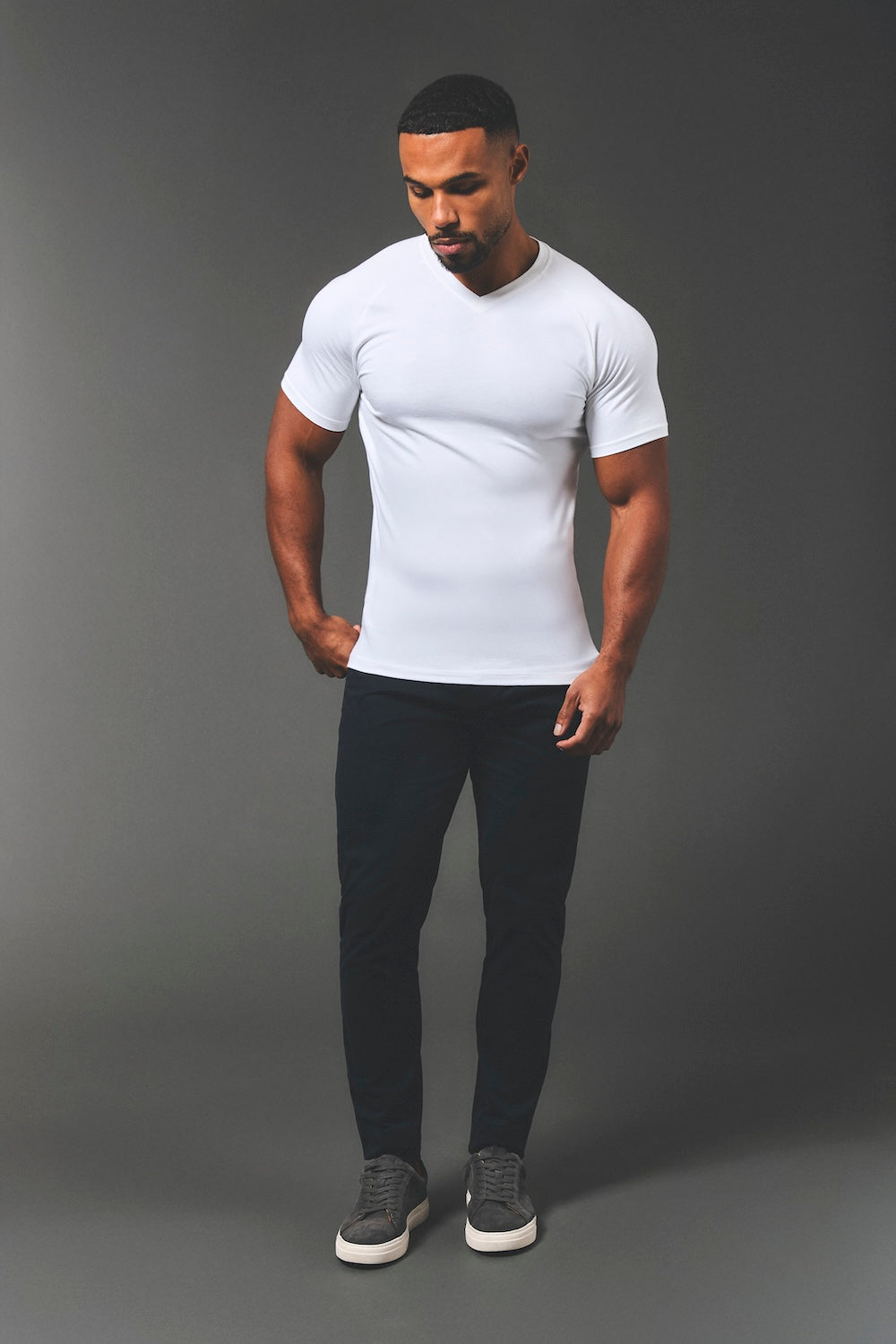 Athletic Fit V-Neck in White - TAILORED ATHLETE - USA