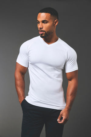 Athletic Fit V-Neck in White - TAILORED ATHLETE - USA