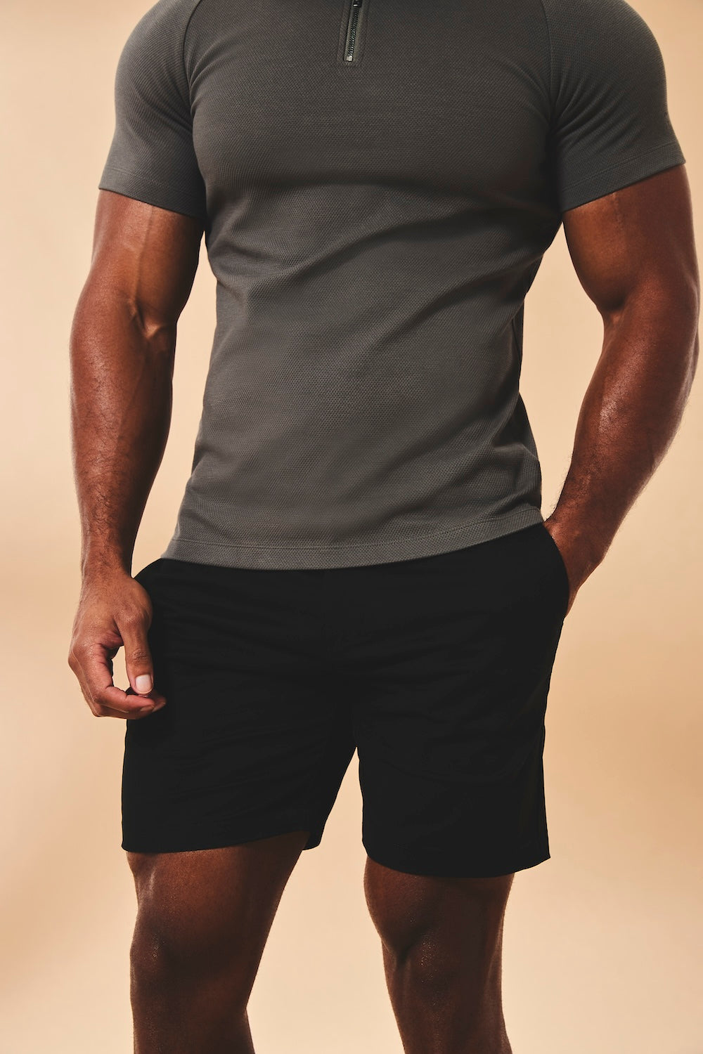 Athletic Fit Stretch Chino Shorts 7" in Black - TAILORED ATHLETE - USA