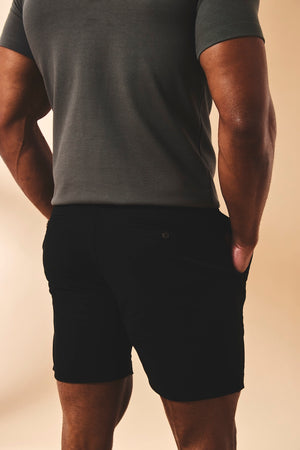 Athletic Fit Stretch Chino Shorts 7" in Black - TAILORED ATHLETE - USA