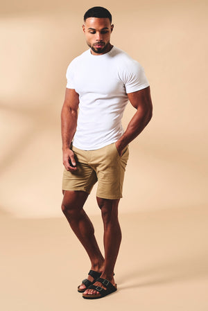 Athletic Fit Stretch Chino Shorts 7" in Dark Sand - TAILORED ATHLETE - USA