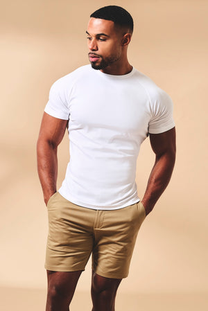 Athletic Fit Stretch Chino Shorts 7" in Dark Sand - TAILORED ATHLETE - USA