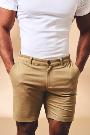 Athletic Fit Chino Shorts 7" in Dark Sand - TAILORED ATHLETE - USA