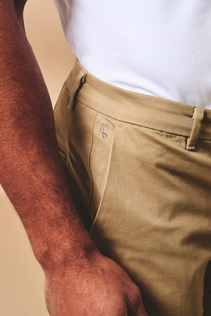 Athletic Fit Stretch Chino Shorts 7" in Dark Sand - TAILORED ATHLETE - USA