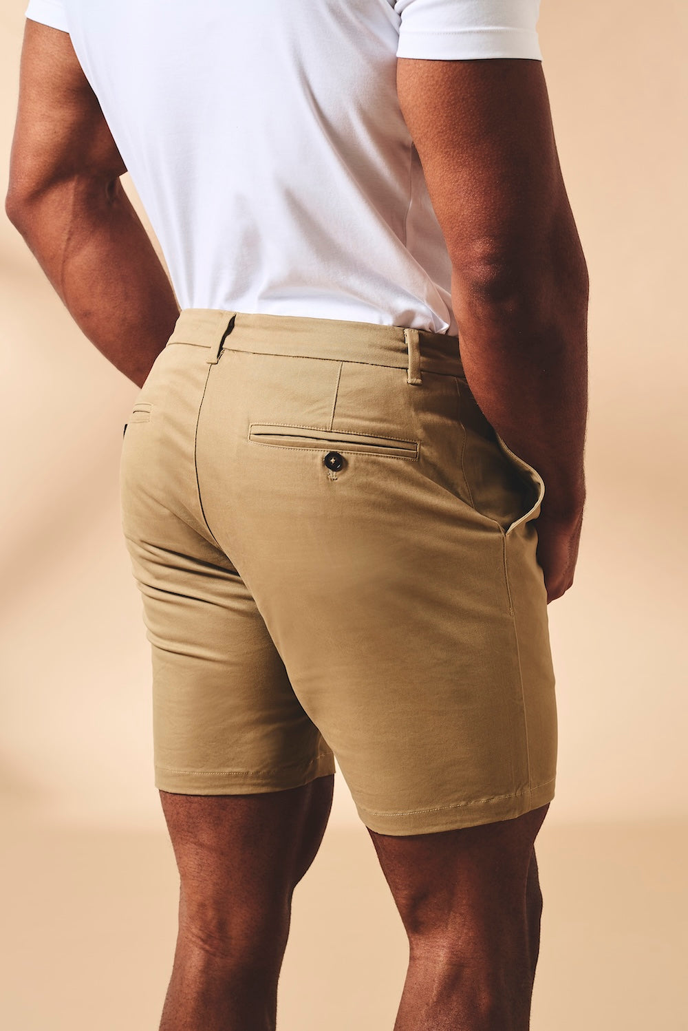 Athletic Fit Stretch Chino Shorts 7" in Dark Sand - TAILORED ATHLETE - USA