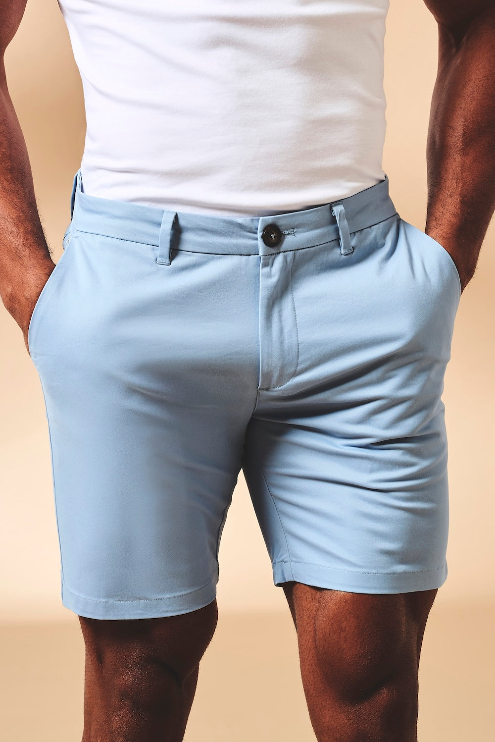 Athletic Fit Stretch Chino Shorts 7" in Light Blue - TAILORED ATHLETE - USA