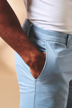 Athletic Fit Stretch Chino Shorts 7" in Light Blue - TAILORED ATHLETE - USA