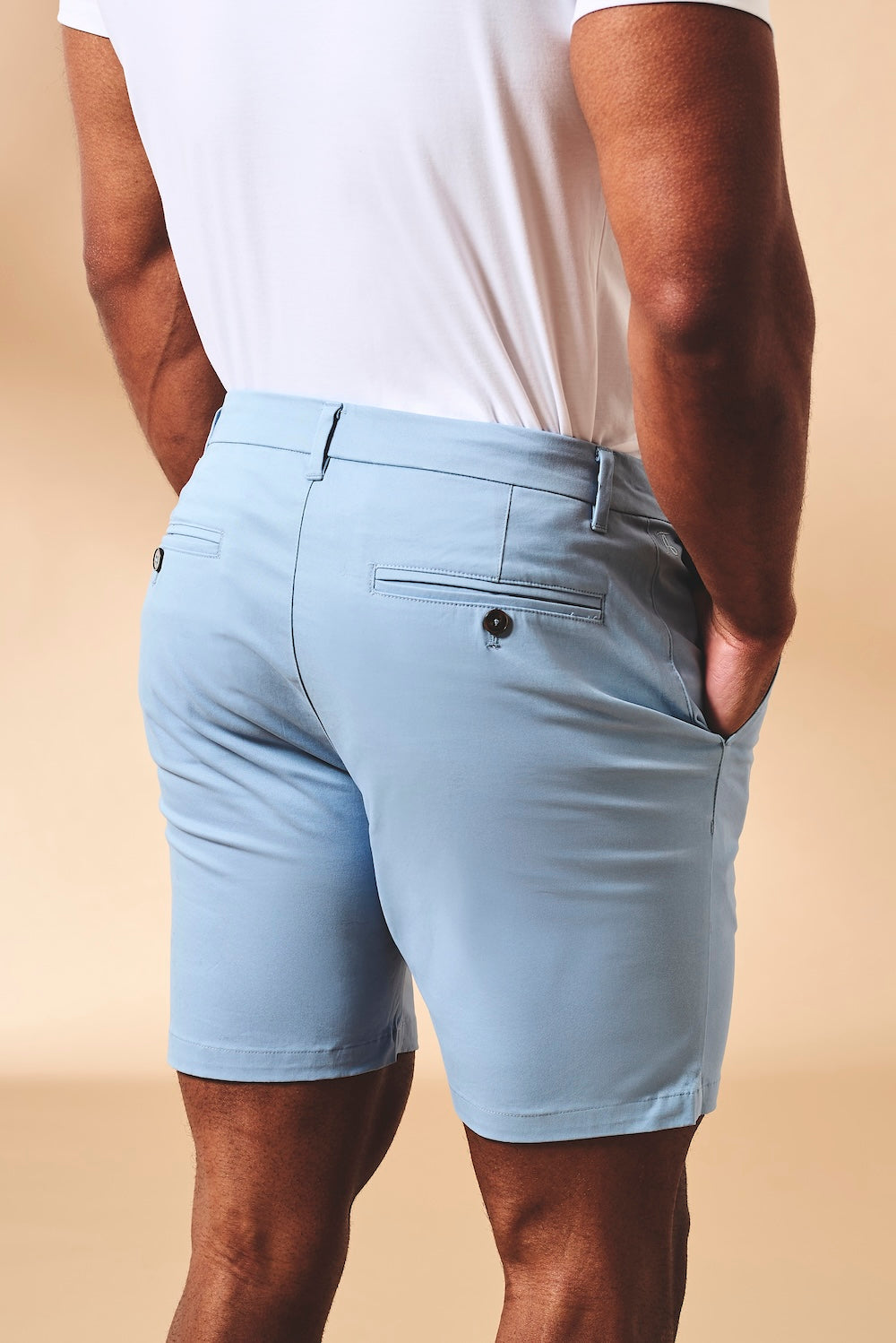 Athletic Fit Stretch Chino Shorts 7" in Light Blue - TAILORED ATHLETE - USA