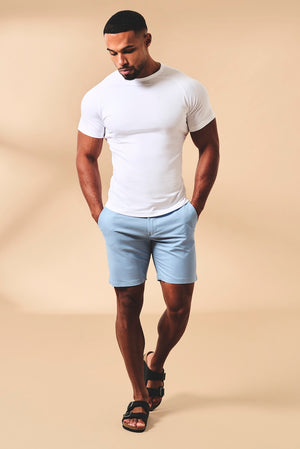 Athletic Fit Stretch Chino Shorts 7" in Light Blue - TAILORED ATHLETE - USA