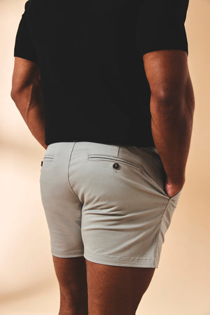 Athletic Fit Stretch Chino Shorts 5" in Pale Grey - TAILORED ATHLETE - USA