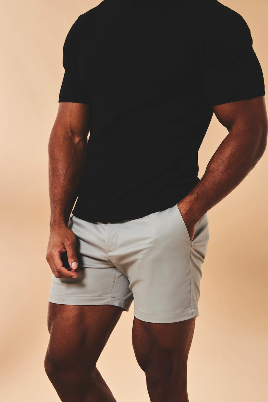 Athletic Fit Chino Shorts 5" in Pale Grey - TAILORED ATHLETE - USA