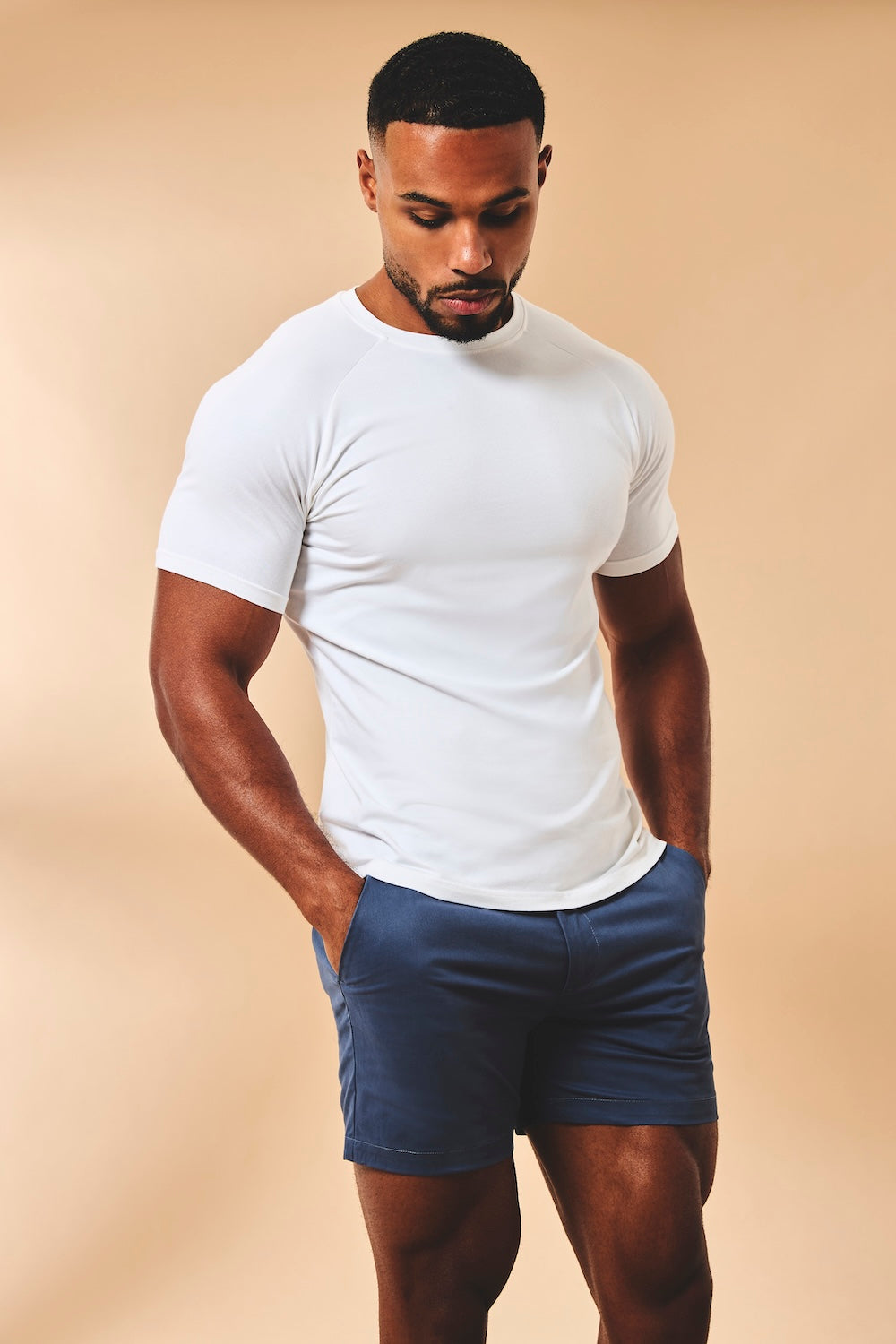 Athletic Fit Stretch Chino Shorts 5" in Airforce - TAILORED ATHLETE - USA